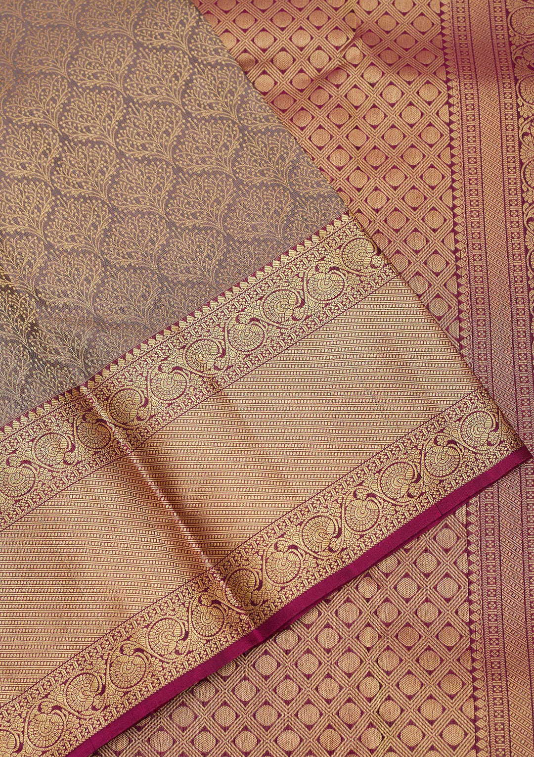 Grey Zariwork Pure Silk Saree