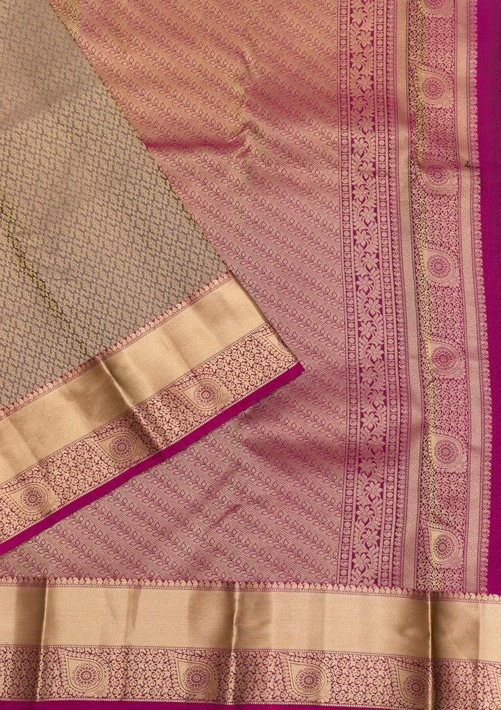 Grey Zariwork Pure Silk Saree-Koskii