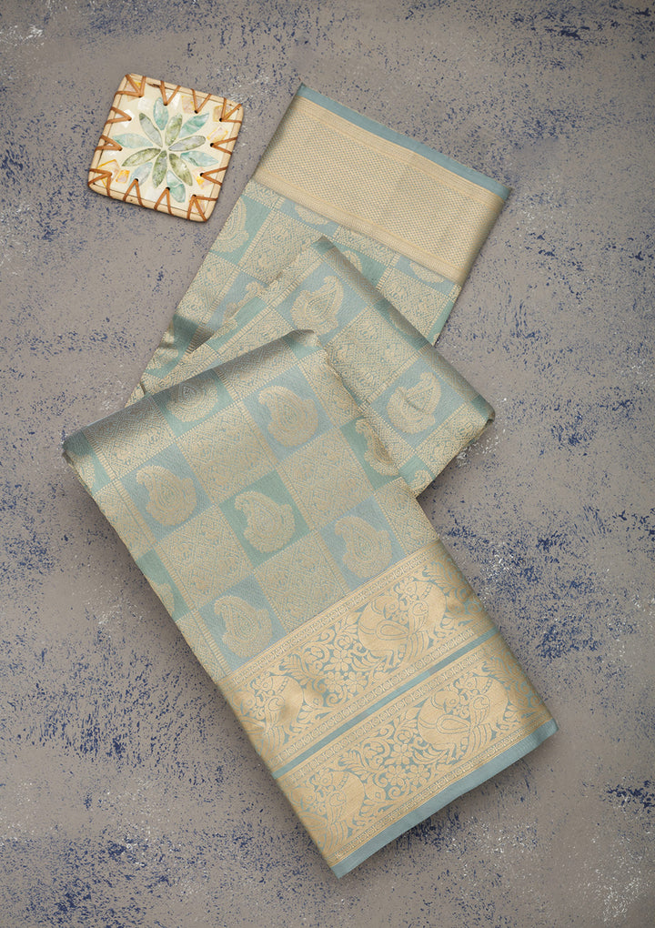Grey Zariwork Pure Silk Saree