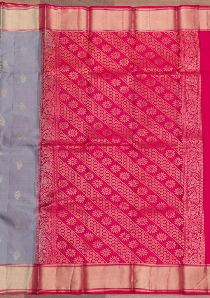 Grey Zariwork Pure Silk Saree-Koskii