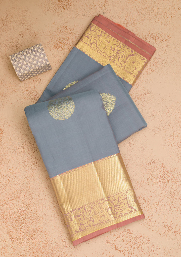 Grey Zariwork Pure Silk Saree