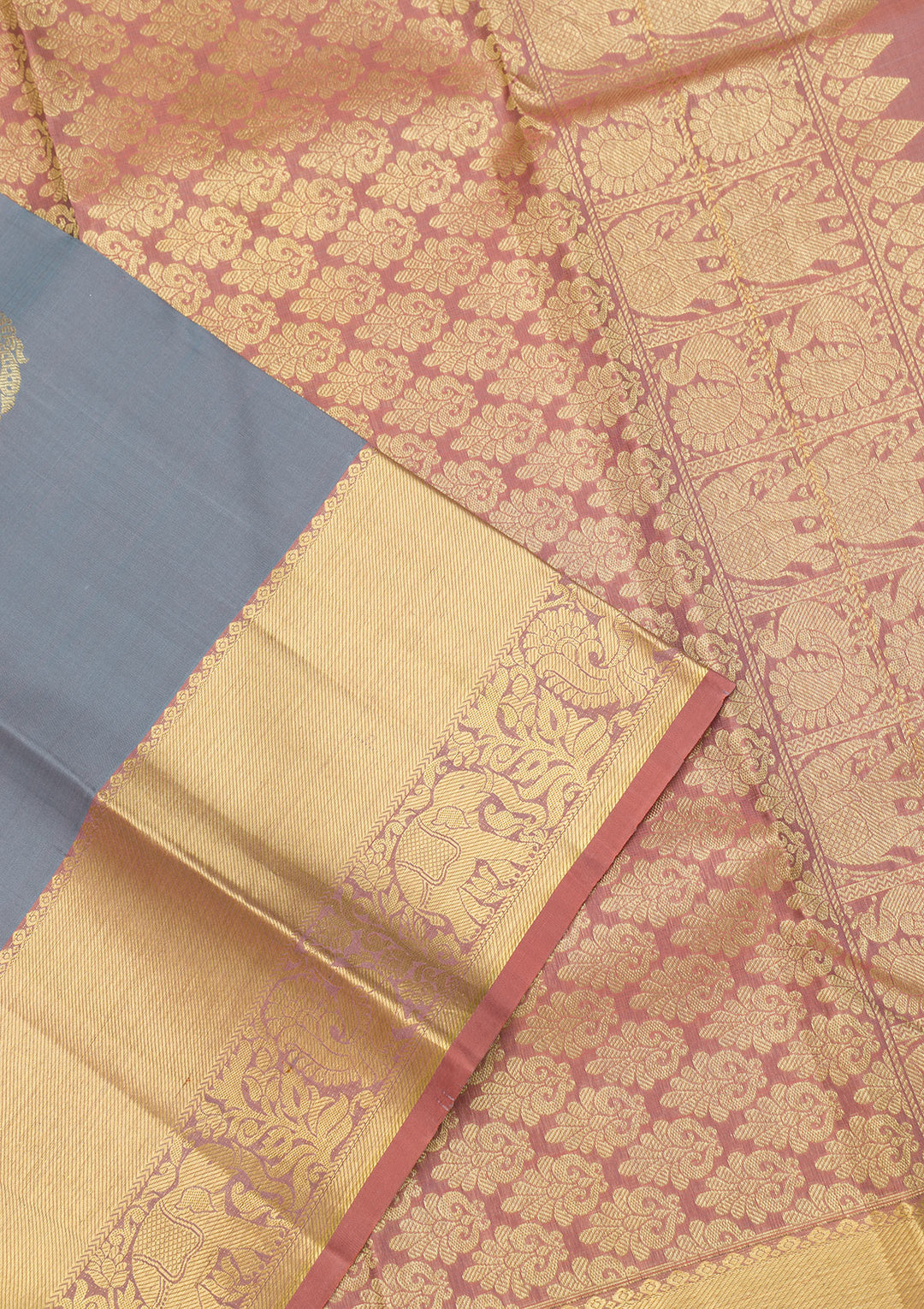 Grey Zariwork Pure Silk Saree