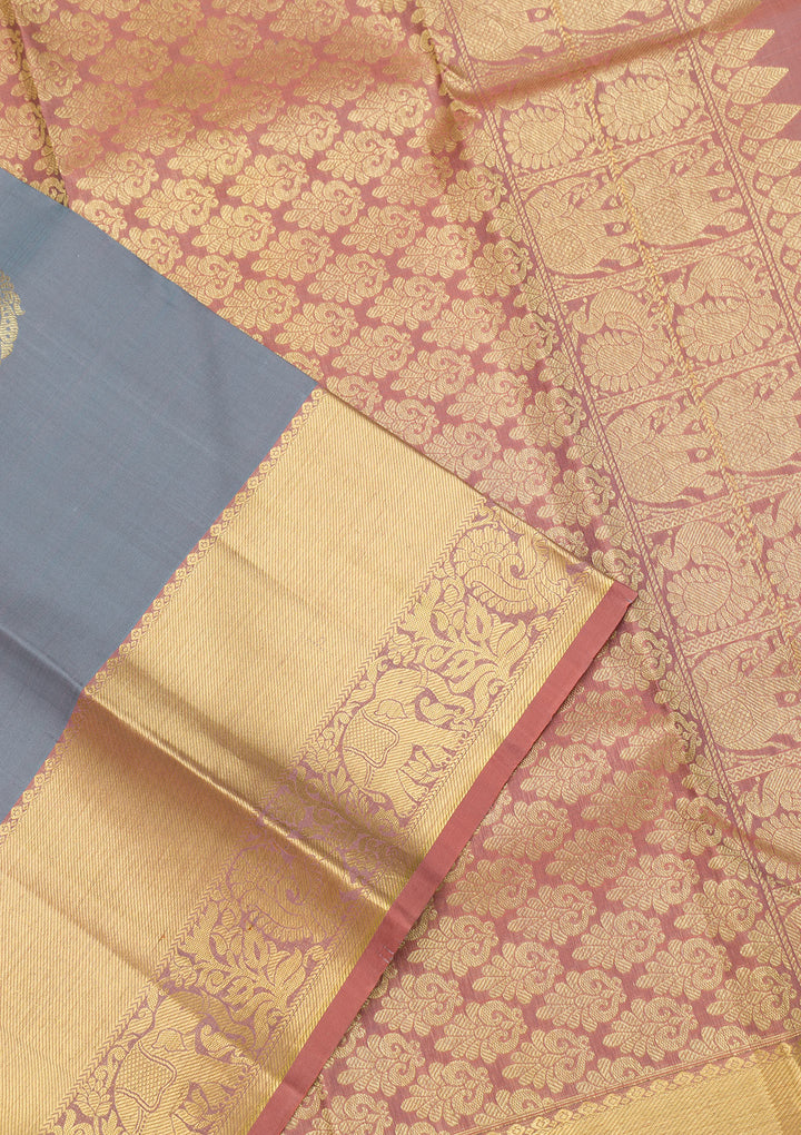 Grey Zariwork Pure Silk Saree