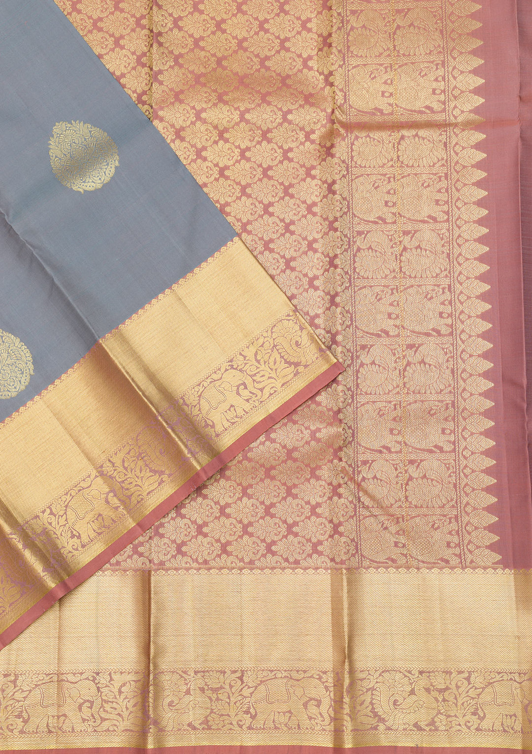 Grey Zariwork Pure Silk Saree