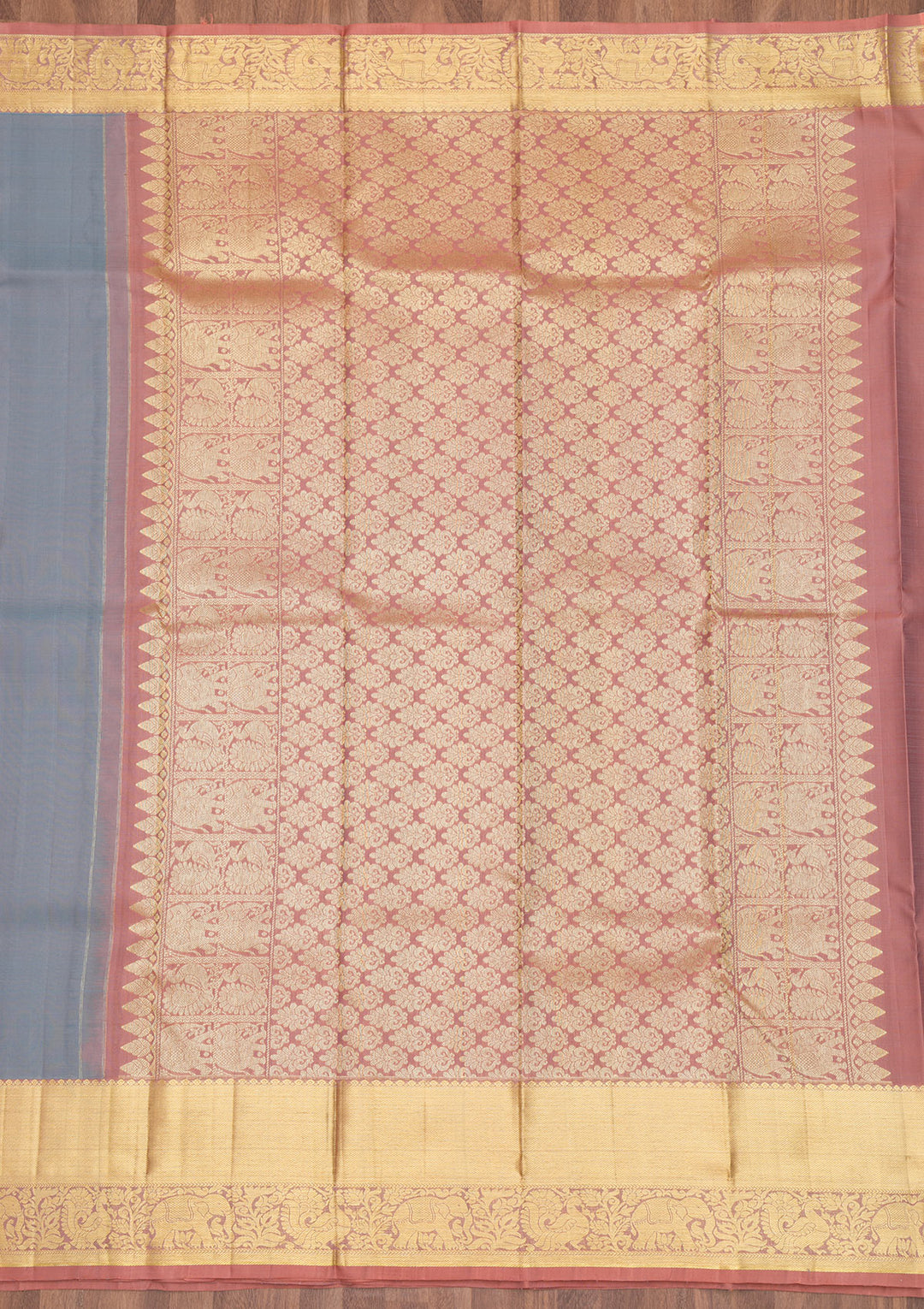 Grey Zariwork Pure Silk Saree