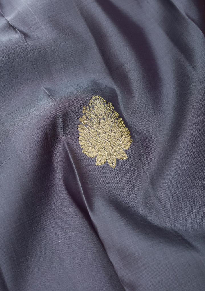 Grey Zariwork Kanjivaram Pure Silk Saree