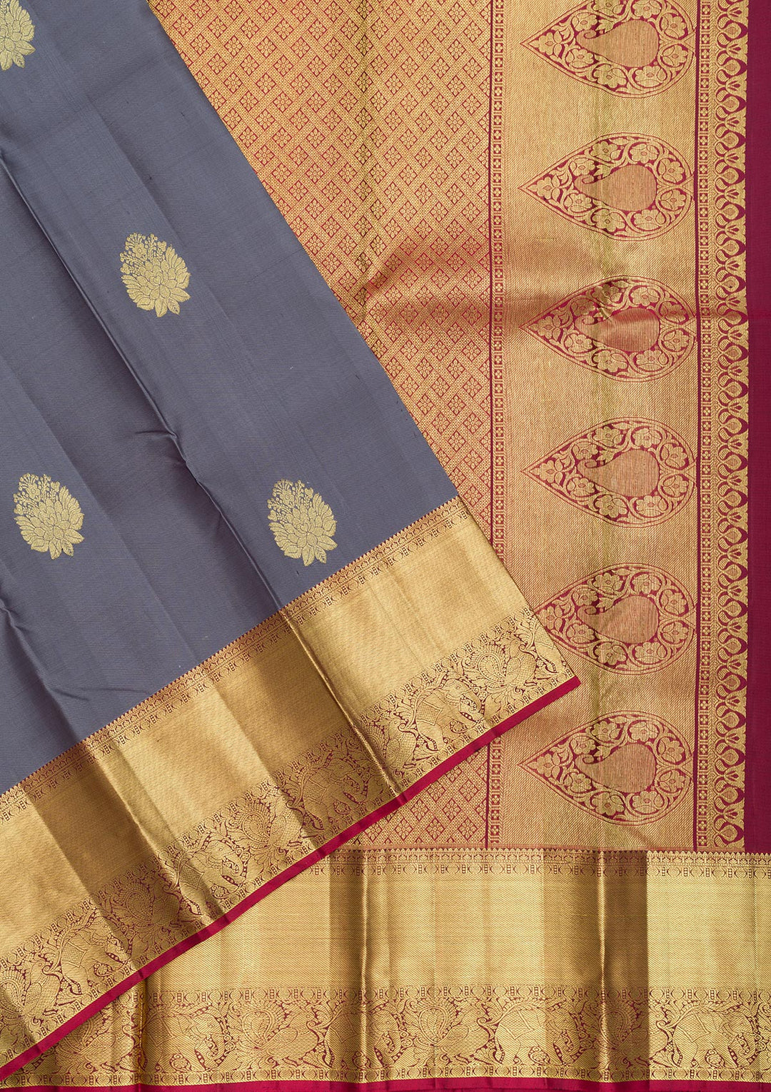 Grey Zariwork Kanjivaram Pure Silk Saree