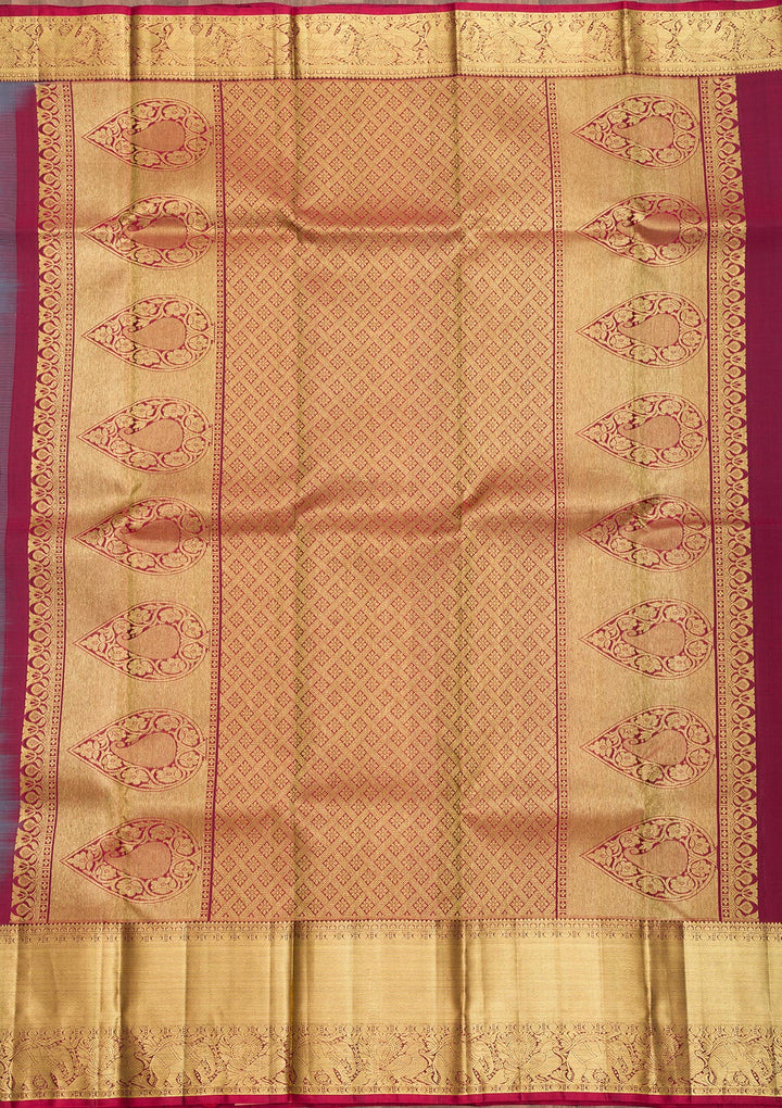 Grey Zariwork Kanjivaram Pure Silk Saree