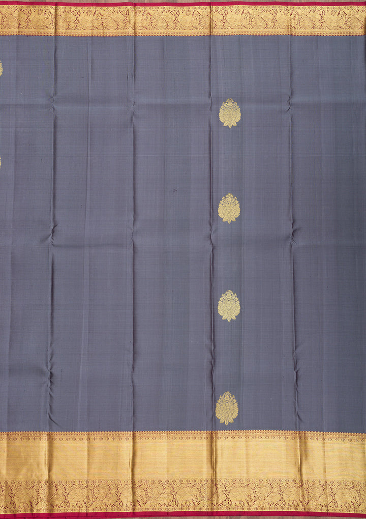 Grey Zariwork Kanjivaram Pure Silk Saree