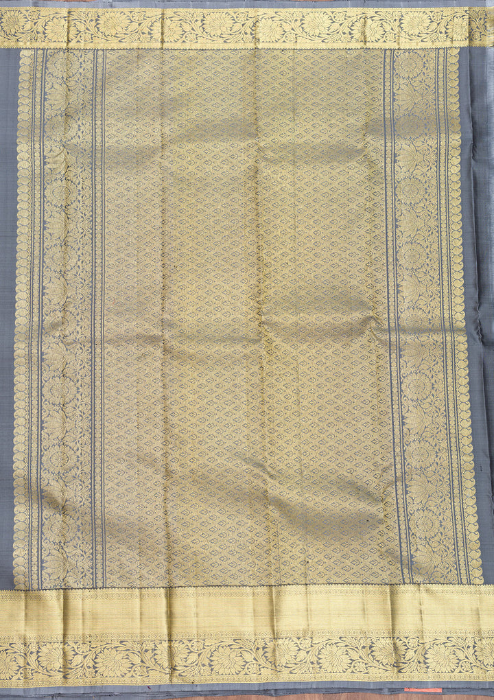 Grey Zariwork Banarasi Pure Silk Saree