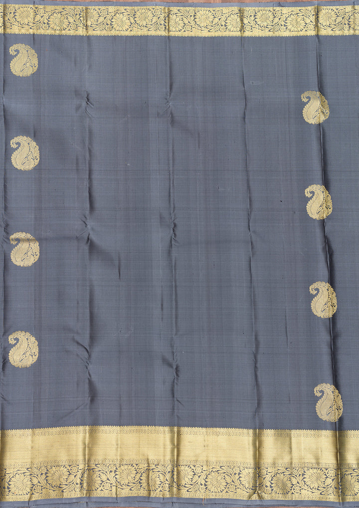 Grey Zariwork Banarasi Pure Silk Saree