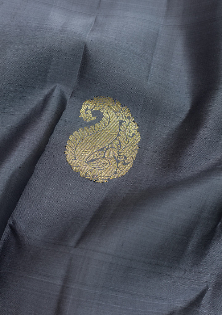 Grey Zariwork Banarasi Pure Silk Saree
