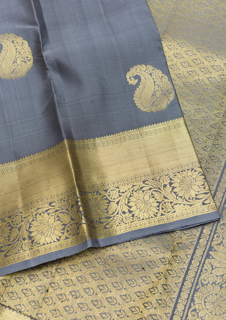Grey Zariwork Banarasi Pure Silk Saree