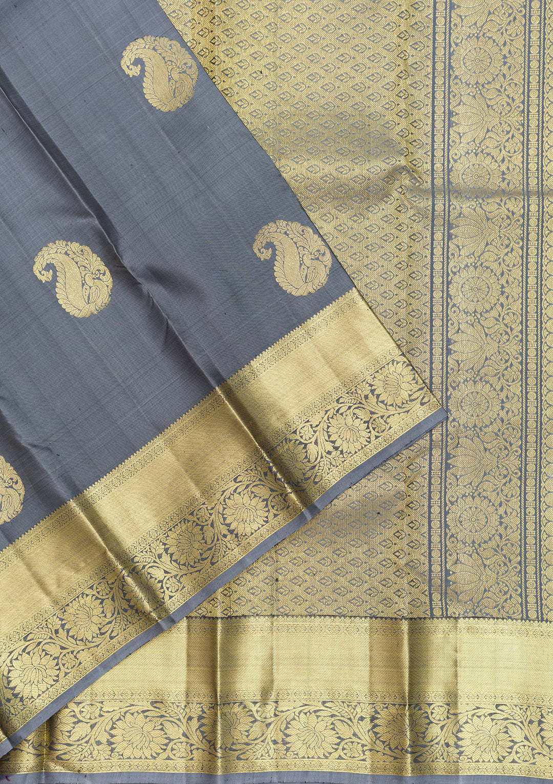 Grey Zariwork Banarasi Pure Silk Saree
