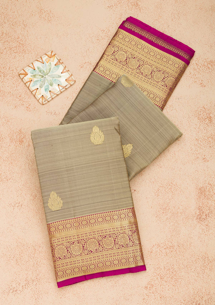 Grey Zariwork Pure Silk Saree