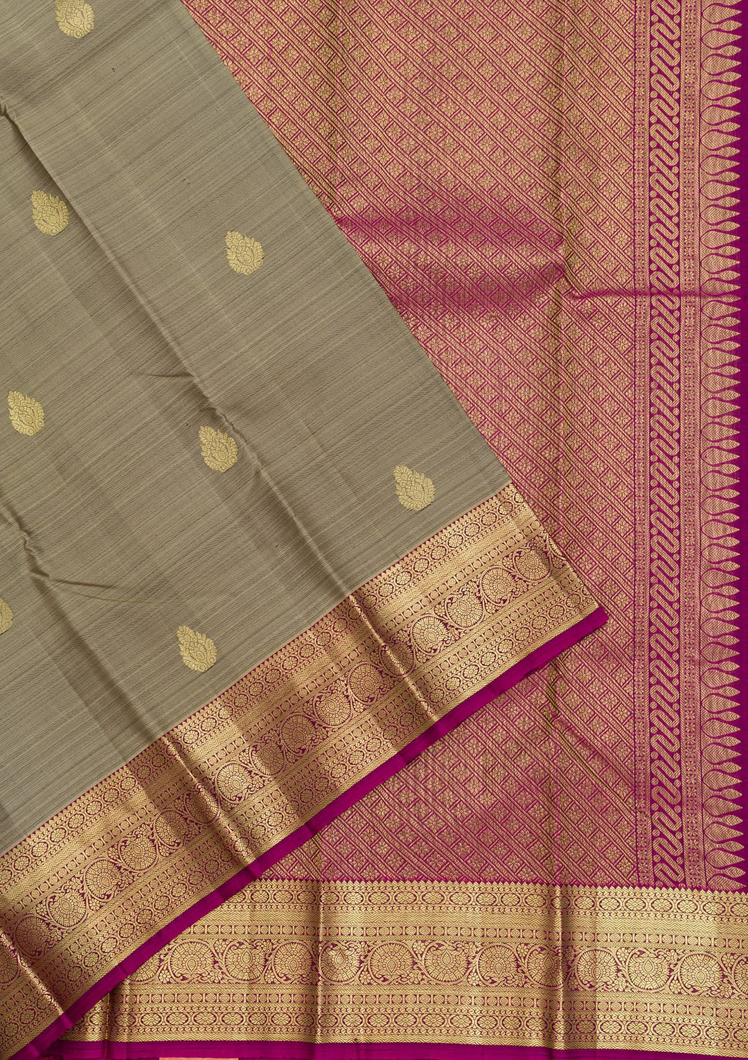 Grey Zariwork Pure Silk Saree