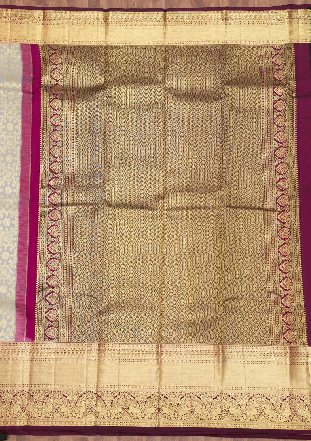 Grey Zariwork Kanjivaram Pure Silk Saree