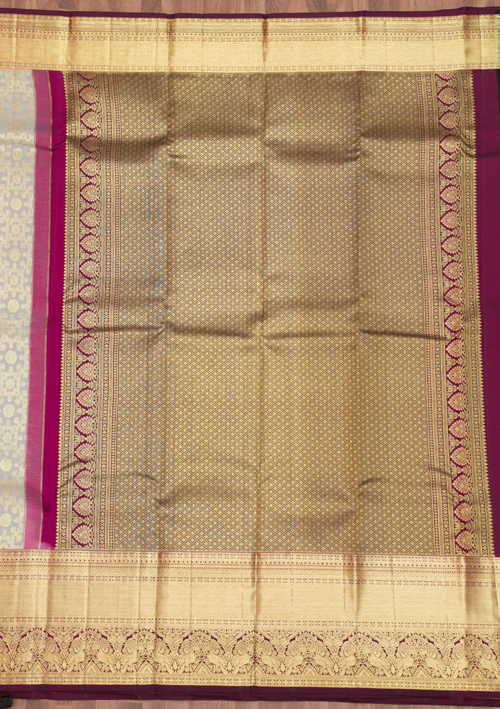 Grey Zariwork Kanjivaram Pure Silk Saree