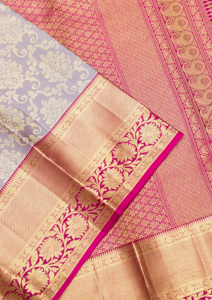 Grey Zariwork Pure Silk Saree
