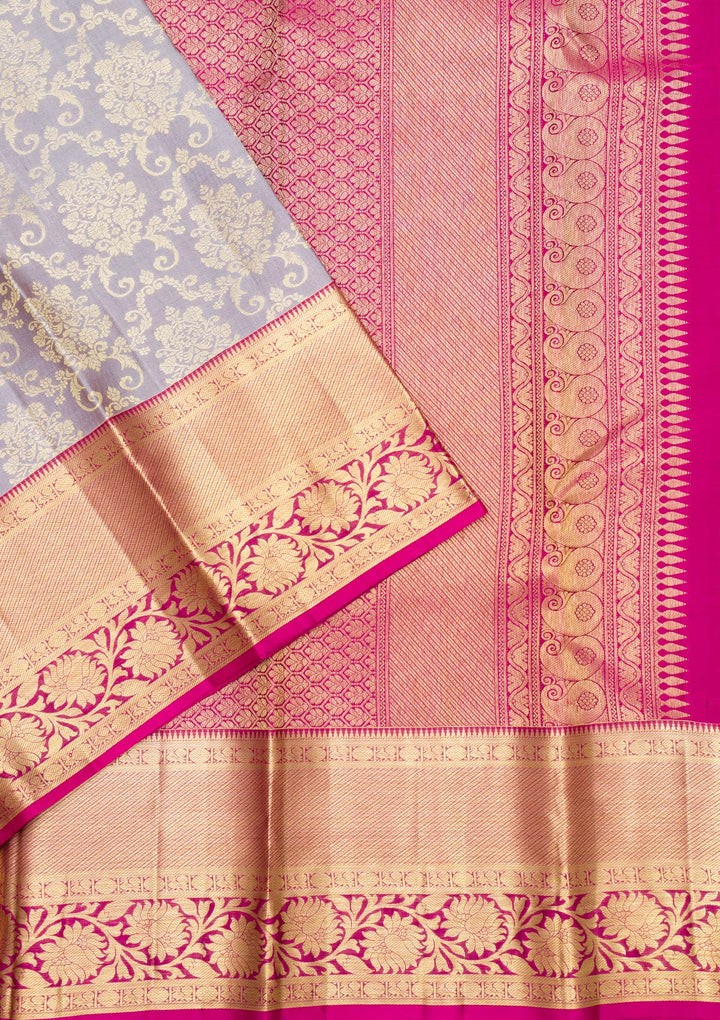 Grey Zariwork Pure Silk Saree