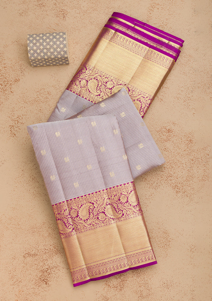Grey Zariwork Pure Silk Saree