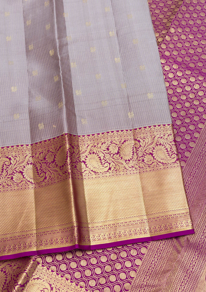 Grey Zariwork Pure Silk Saree