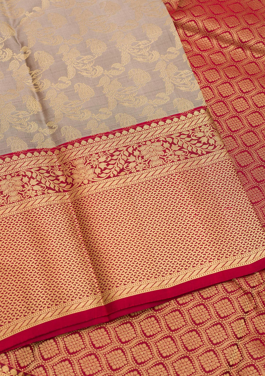 Grey Zariwork Pure Silk Saree