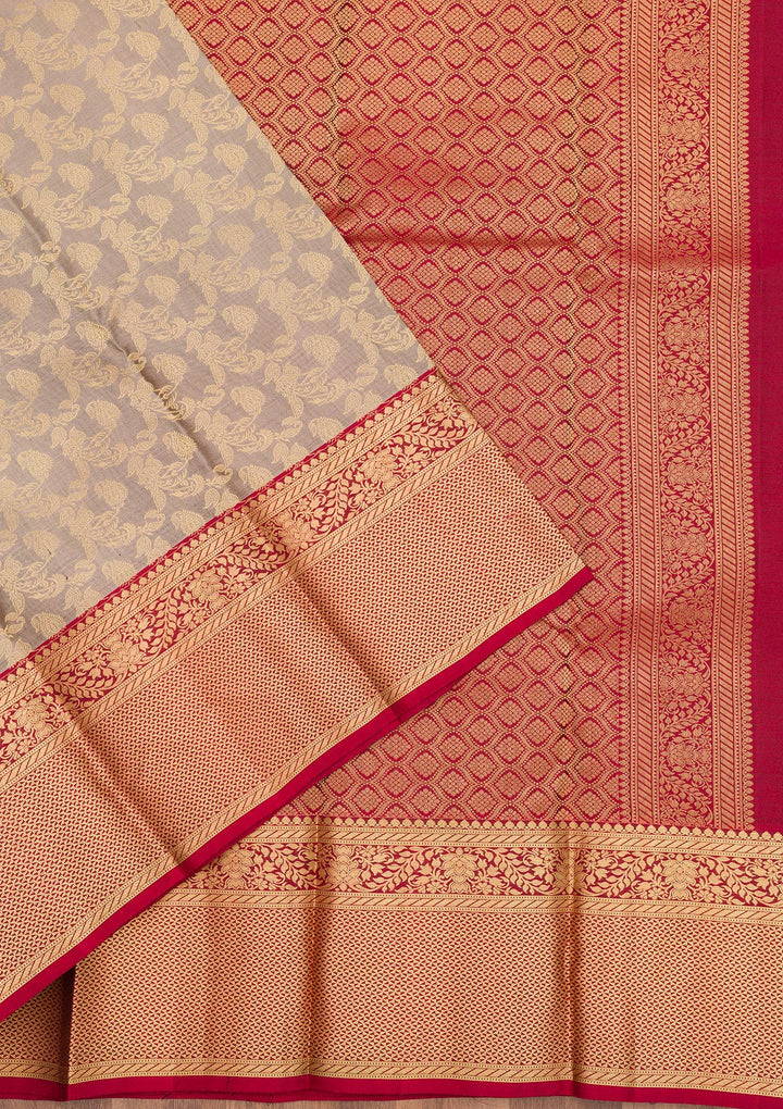 Grey Zariwork Pure Silk Saree
