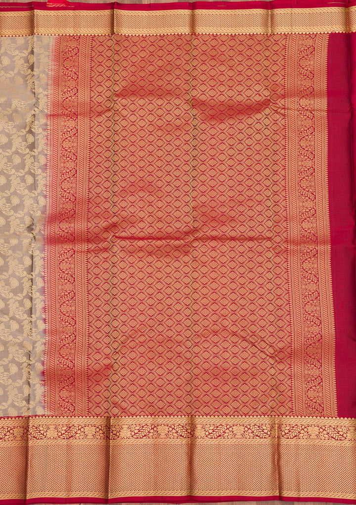 Grey Zariwork Pure Silk Saree