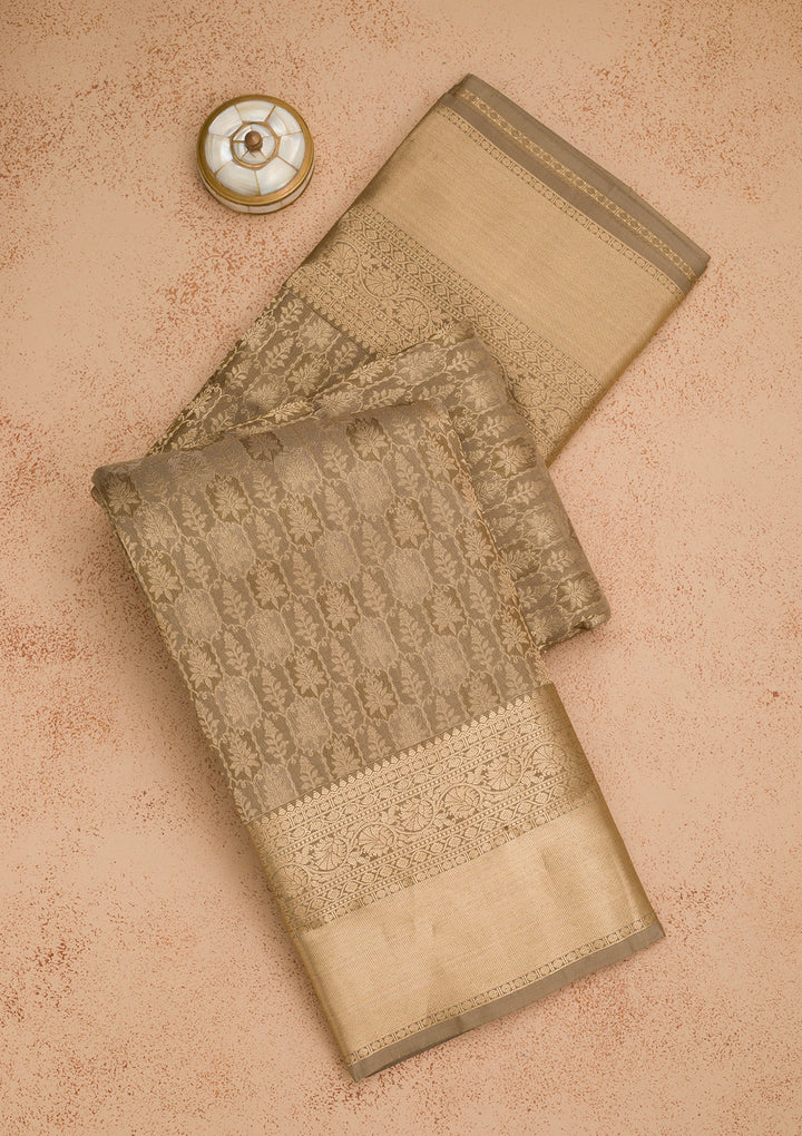 Grey Zariwork Pure Silk Saree