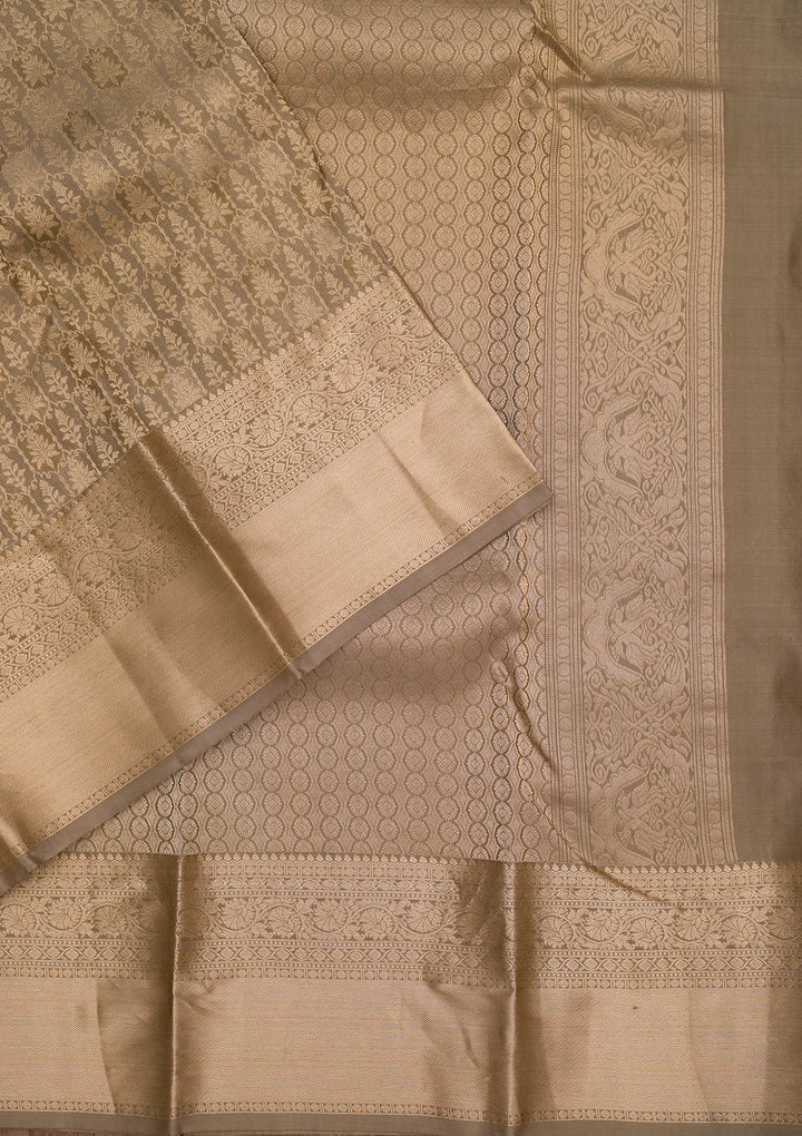 Grey Zariwork Pure Silk Saree