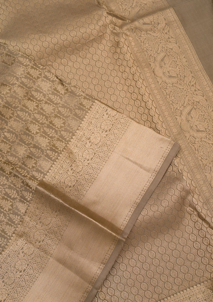 Grey Zariwork Pure Silk Saree