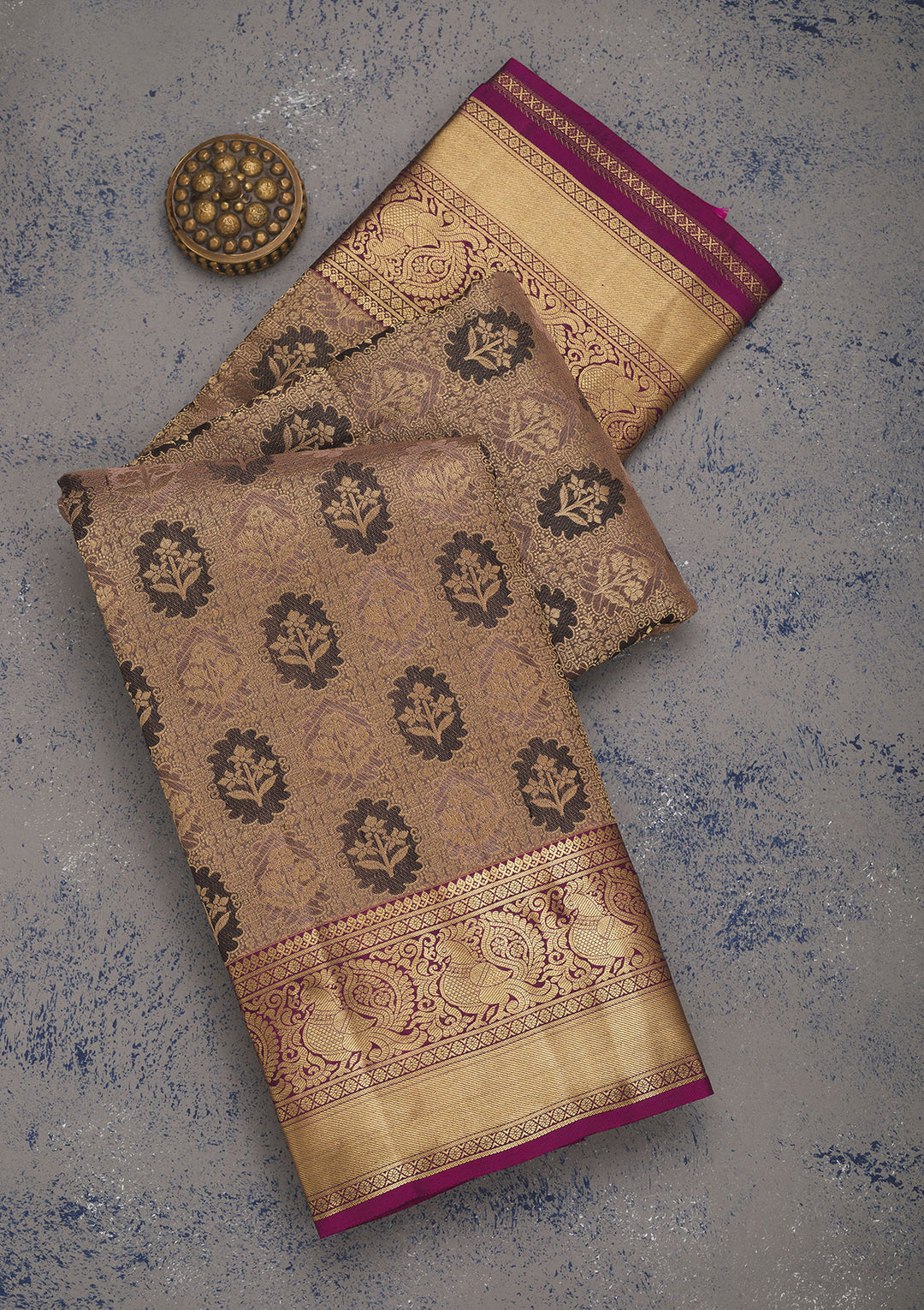 Grey Zariwork Pure Silk Saree