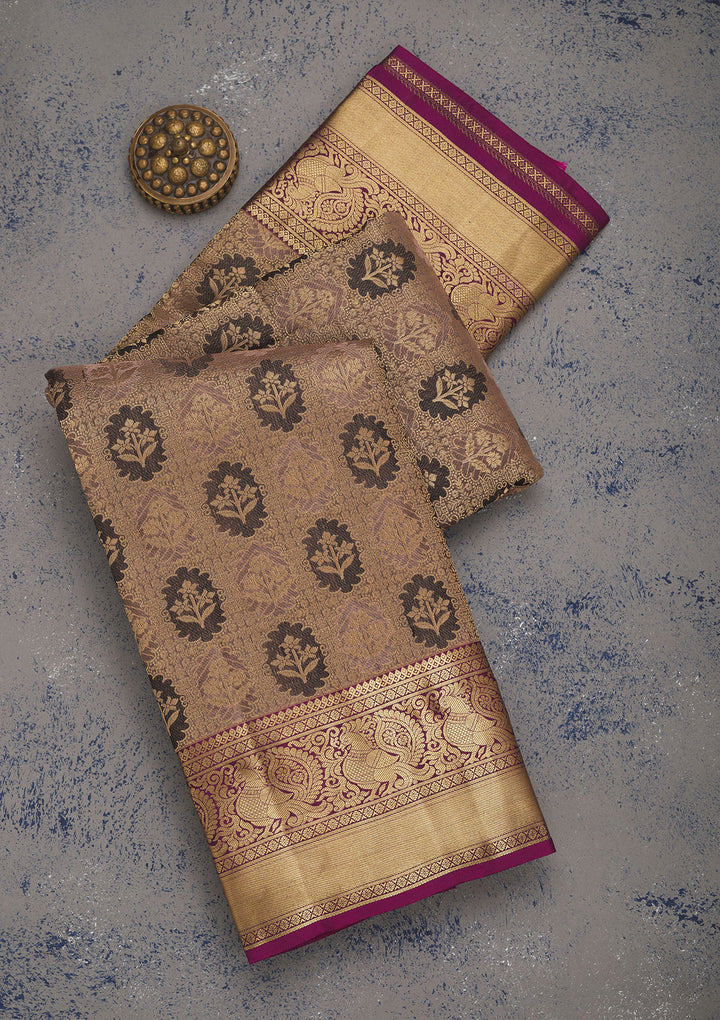 Grey Zariwork Pure Silk Saree