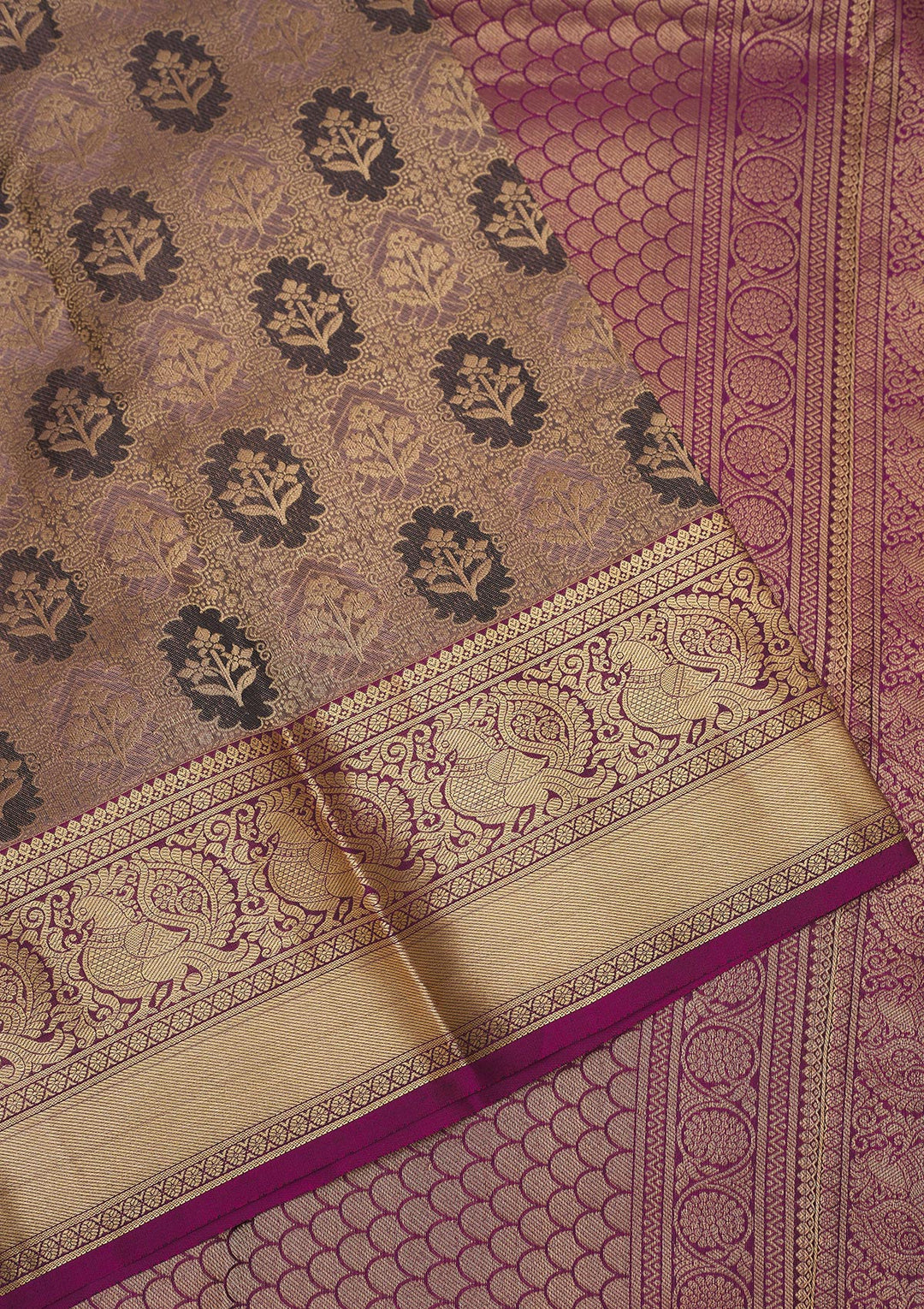 Grey Zariwork Pure Silk Saree
