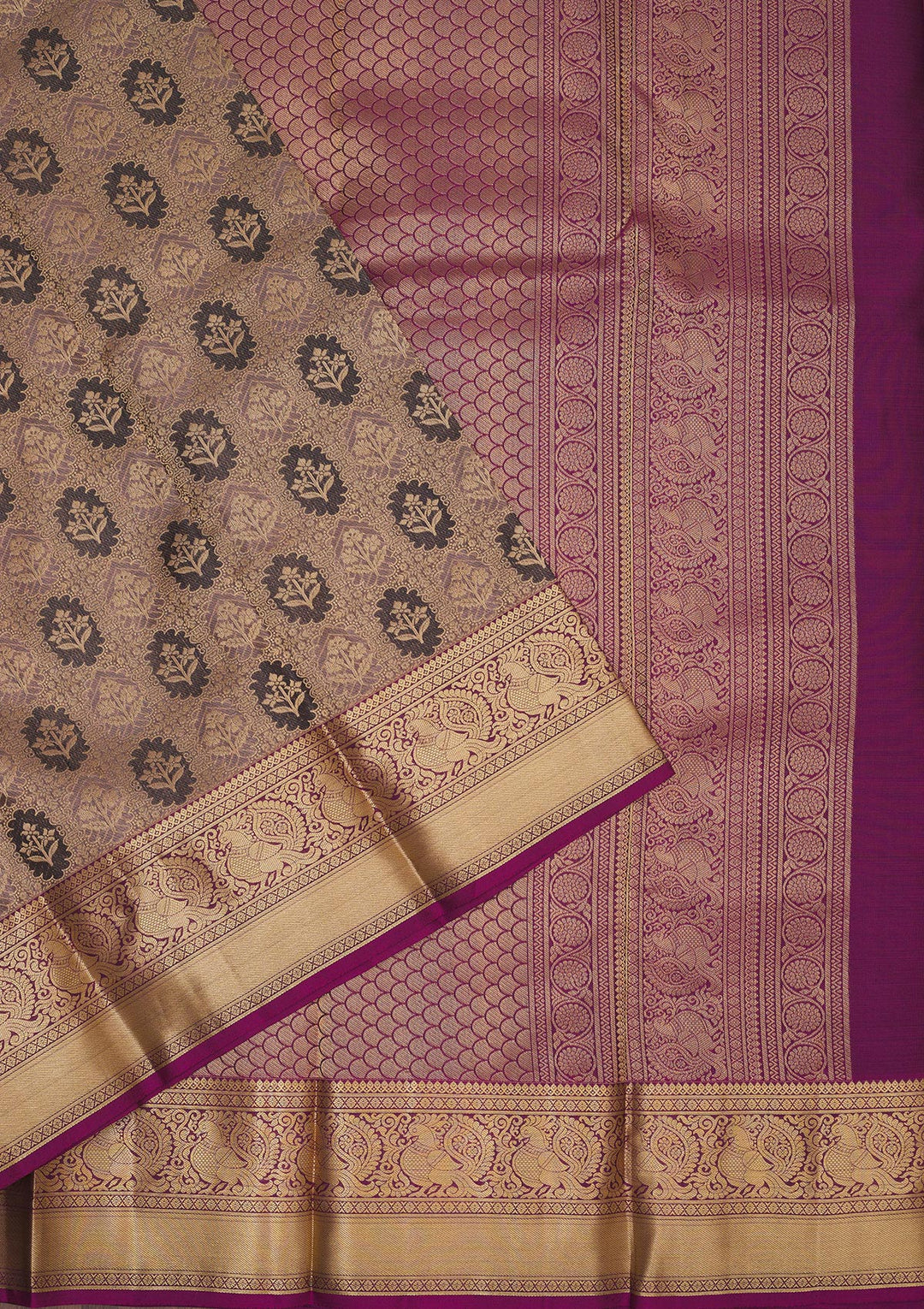 Grey Zariwork Pure Silk Saree