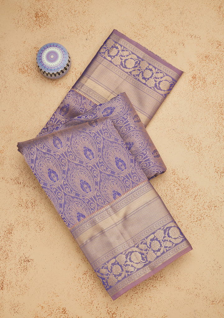 Grey Zariwork Pure Silk Saree