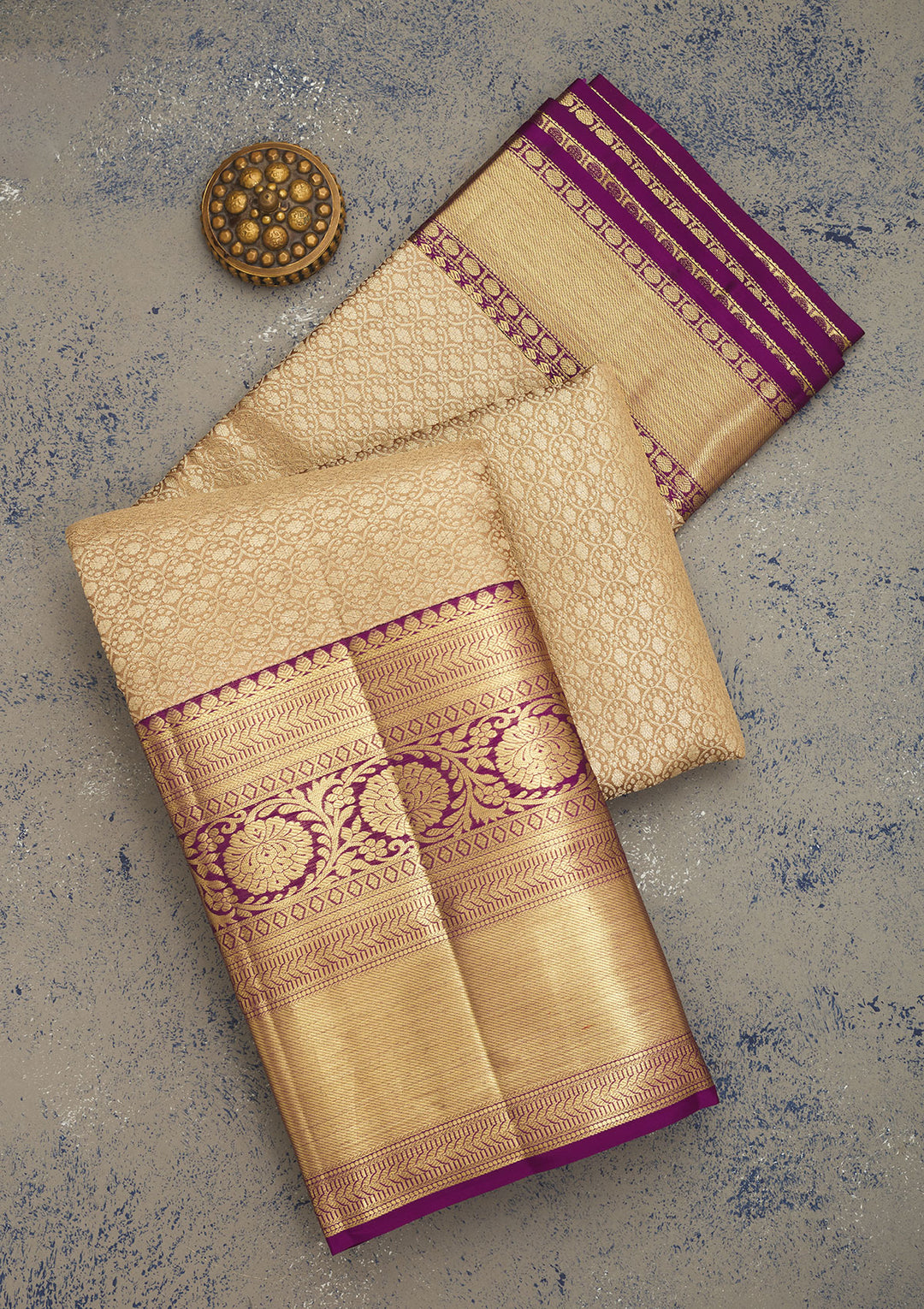 Beige Zariwork Pure Silk Saree