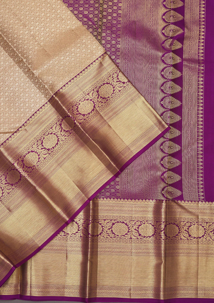 Beige Zariwork Pure Silk Saree
