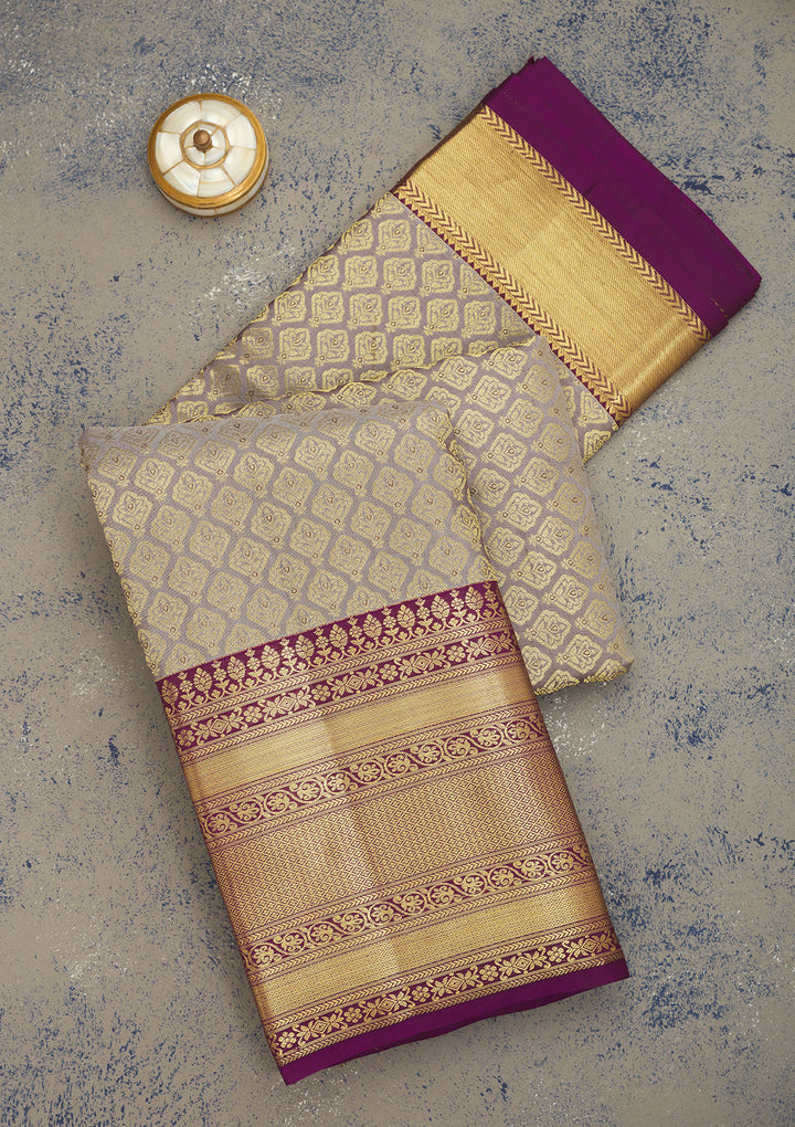 Grey Zariwork Pure Silk Saree