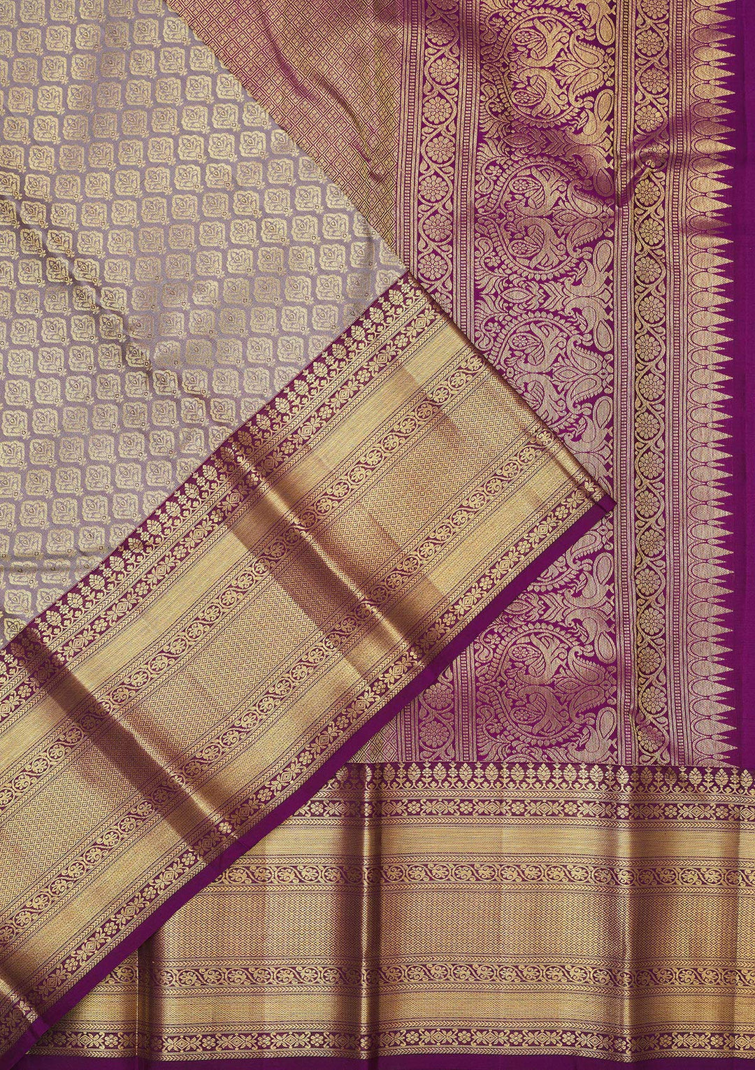 Grey Zariwork Pure Silk Saree