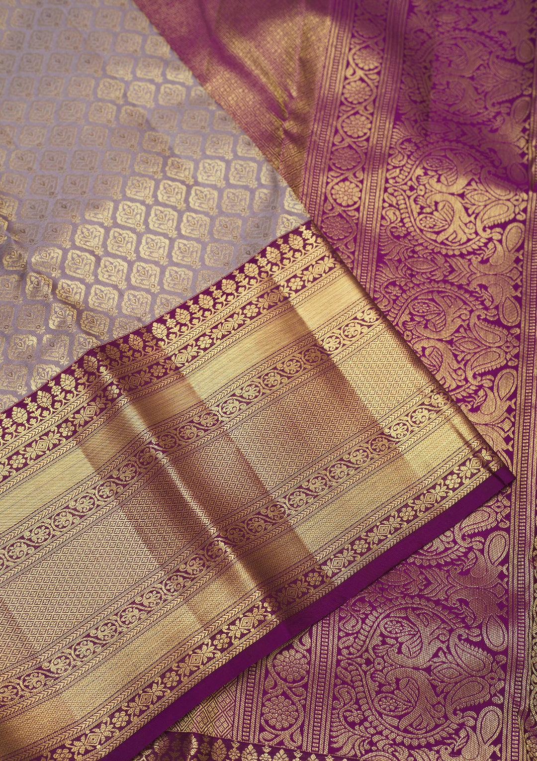Grey Zariwork Pure Silk Saree