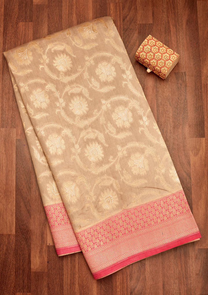 Grey Zariwork Pure Silk Saree