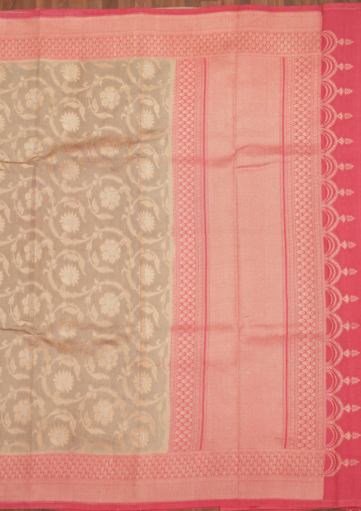 Grey Zariwork Pure Silk Saree