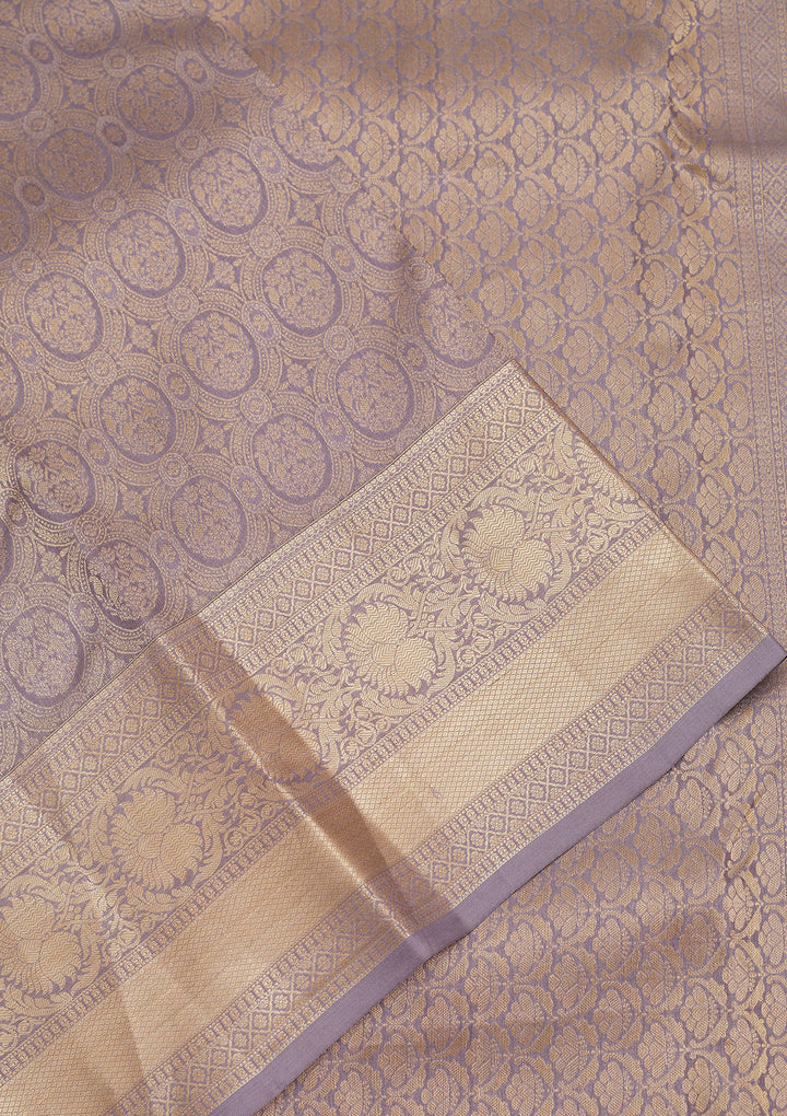 Grey Zariwork Pure Silk Saree