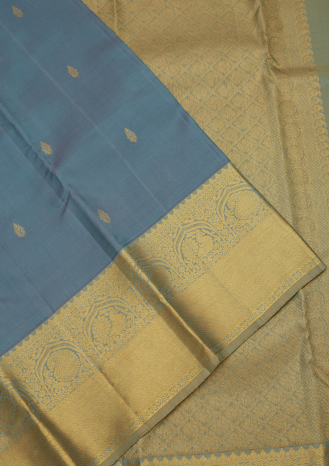 Grey Zariwork Pure Silk Saree