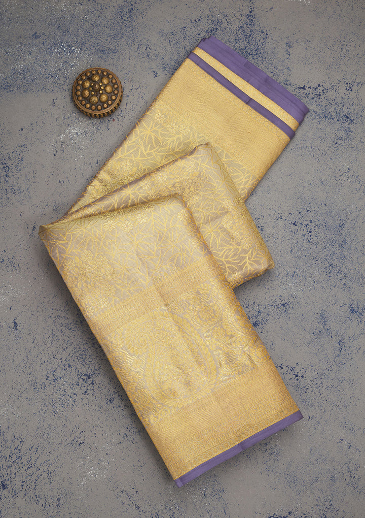 Grey Zariwork Pure Silk Saree
