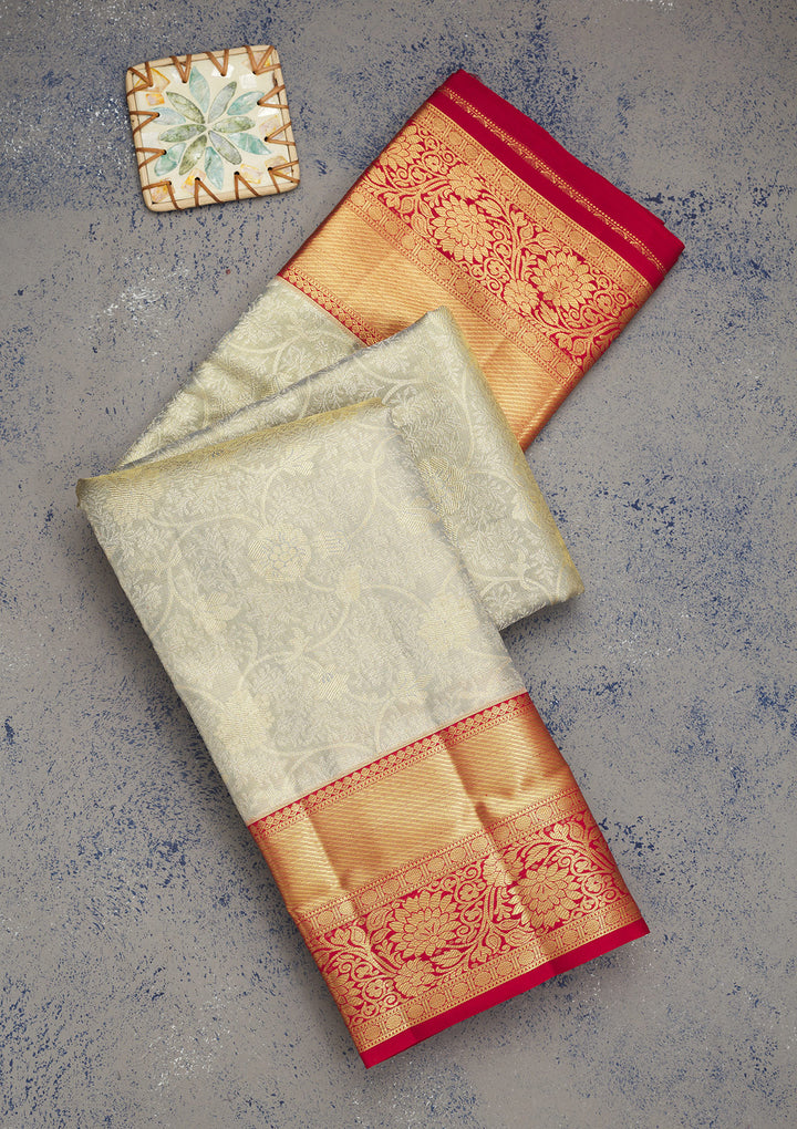 Grey Zariwork Pure Silk Saree