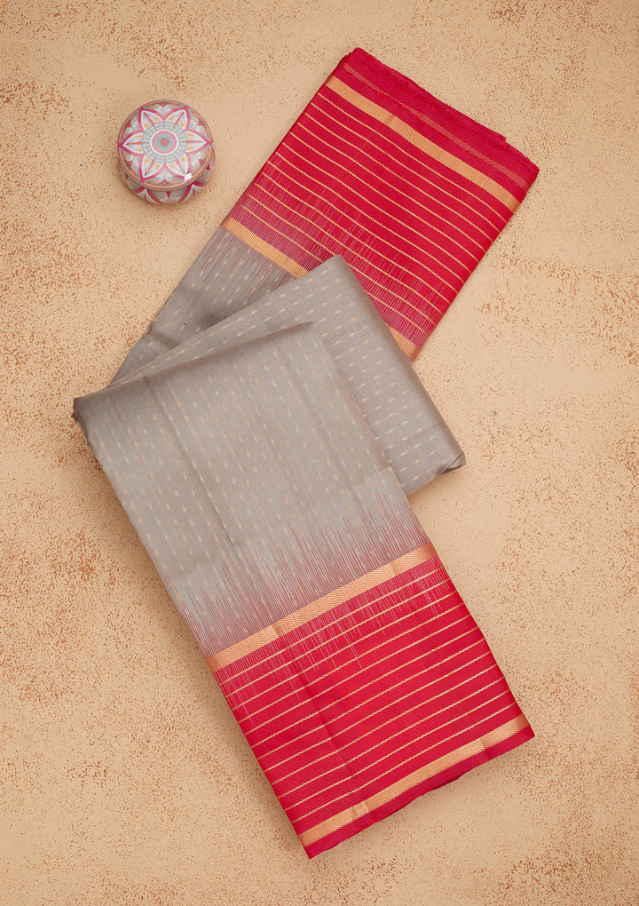 Grey Zariwork Pure Silk Saree