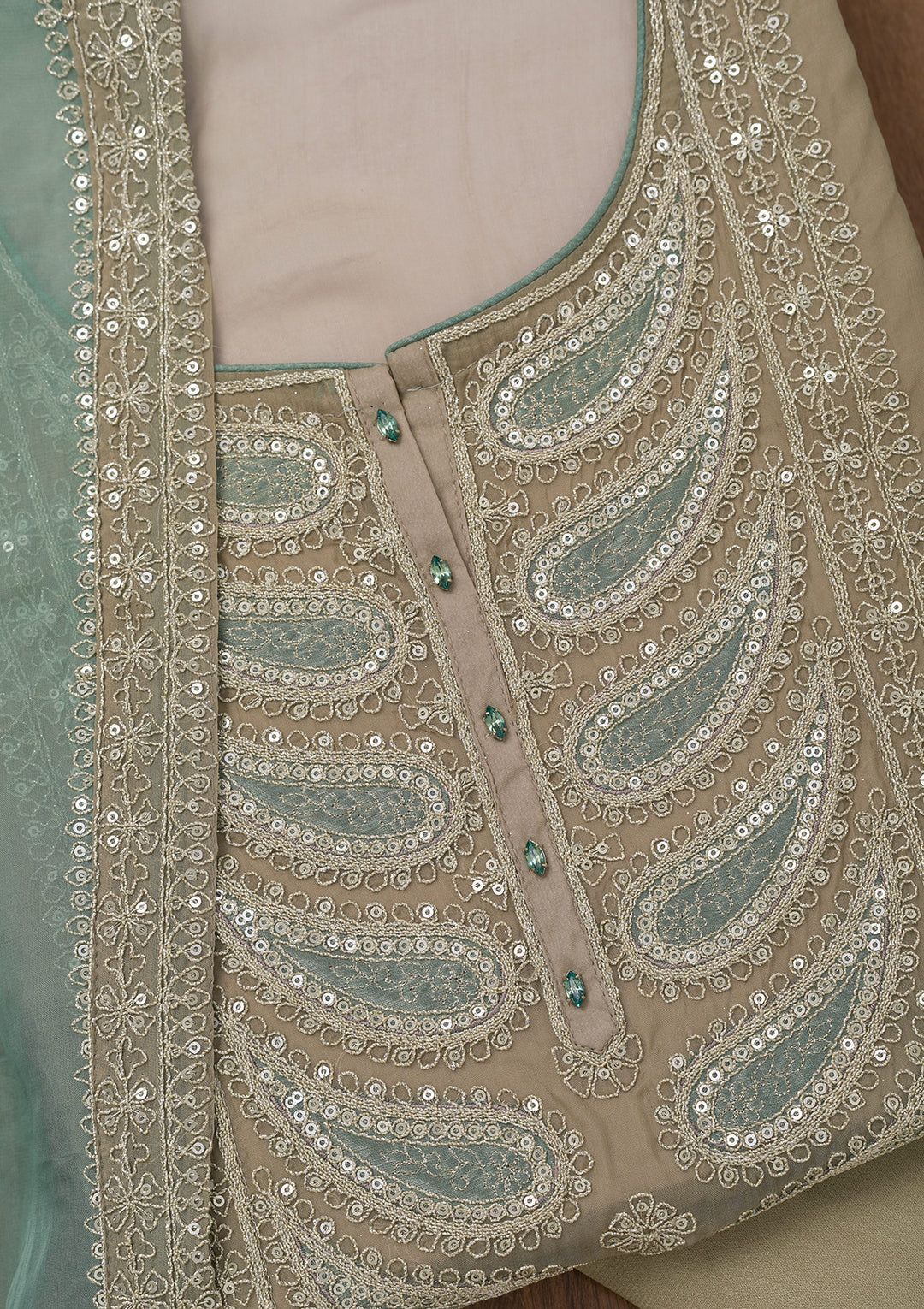 Grey Zariwork Semi Crepe Unstitched Salwar Suit